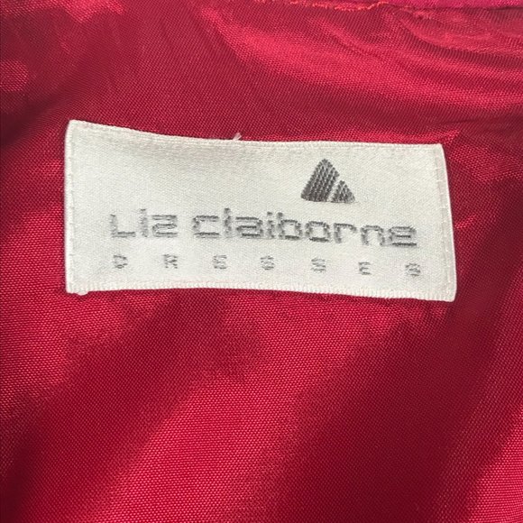 Liz Claiborne Women's Red Silk Short Sleeve Size 10 Dress Preowned - Picture 3 of 12